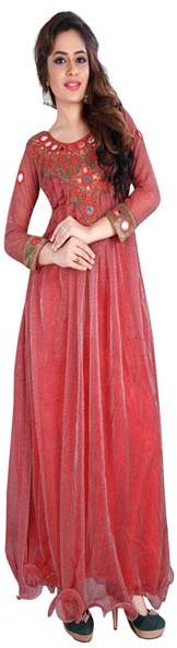 Fs2390 aryadress red Shiney net embrodary work  anarkali type suit