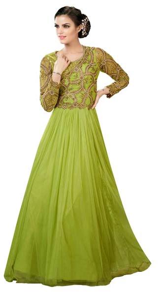 Fs2500 aryadress Pistta Georgett /Soft Net embrodary work  anarkali ty