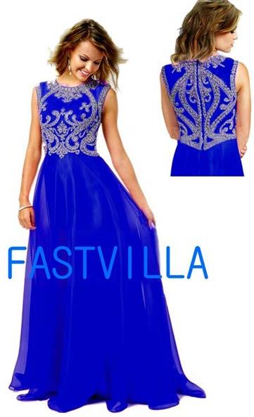 Georgette & Net Embrodary Work Blue Semi Stitched Staight Gown