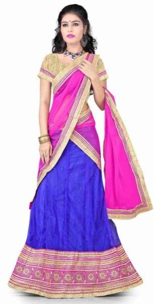 Fs1560 Soft Net Semi Stitched Lehenga
