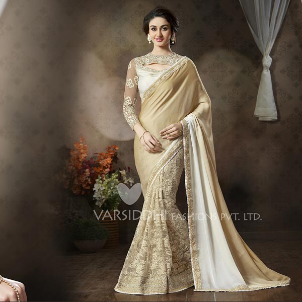 Embroidered Satin Net Party Wear Saree