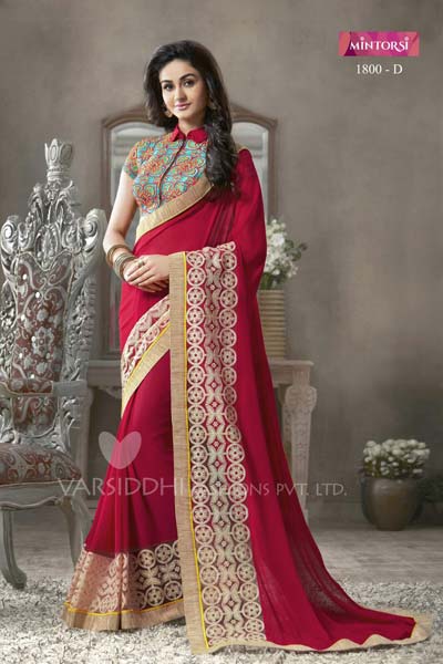 Designer Embroidered Faux Georgette Party Wear Saree
