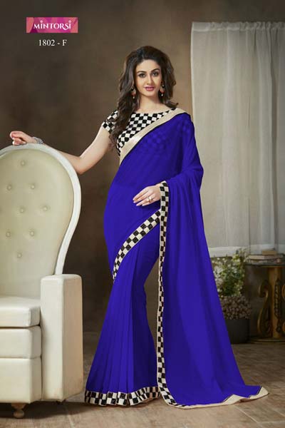 Designer Embroidered Party Wear Saree, Color : Blue