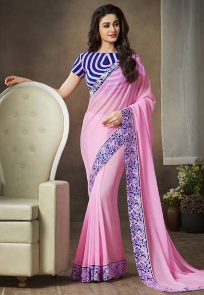 Pink Faux Georgette Party Wear Saree