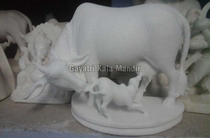 Marble Cow Statue, for Home, Office, Shop, Size : Multisizes