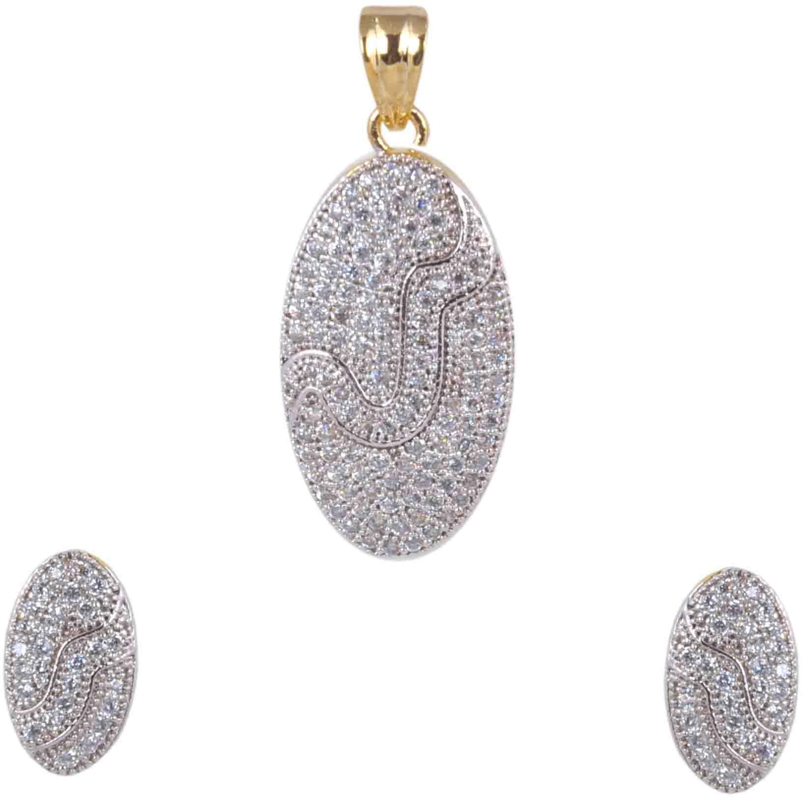 American Diamond Swiss Zirconia Pendant with Earring Set