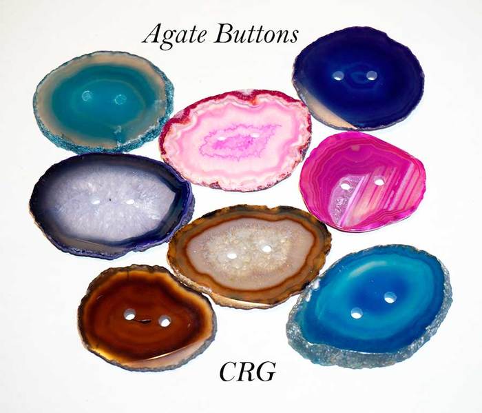 AGATE SLICES WITH BUTTON HOLES