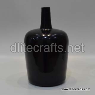 Black Glass Bottal Flower Vase