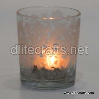Dlite Crafts Etching Cut Glass Votive, for Home Decor