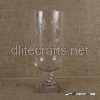 Glass Clear Cut Candle Holder, for Home Decor, Size : 40.0X14.0