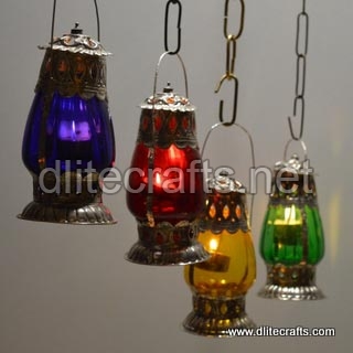 Dlite Carfts .170 Glass Color Lantern, Size : 9.0X17.0