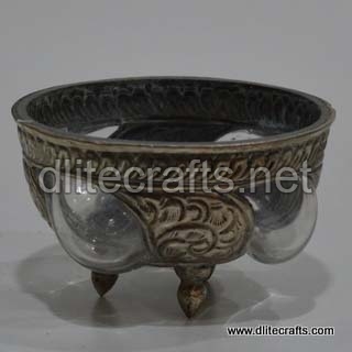 Glass Metale Bowl, Shape : 74