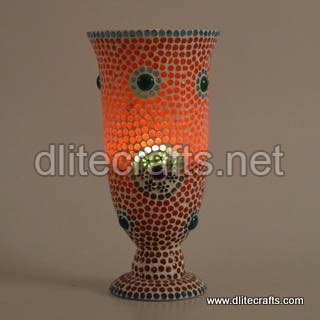 Dlite Crafts Glass Mosaic Candle Holder, for Home Decor, Color : Multi