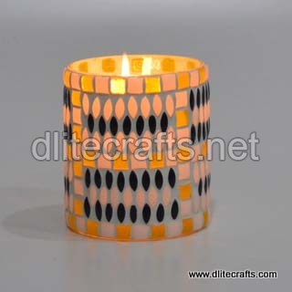 Dlite crafts Votive Glass Mosaic Voitve, for Home Decor, Size : 8.0X9.0
