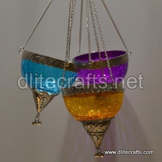 Glass T-light Candle Holder Hanging, for Home Decor, Style : Traditinal