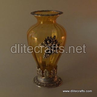 Glass with Metal Vase