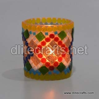 Dlite crafts Glass Mosaic Votive, for Home Decor, Size : 11.0X11.0