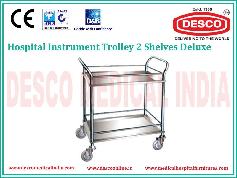 2 SHELVES DELUXE INSTRUMENT TROLLEY