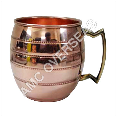 Round Polished Copper Moscow Mugs, for Home Use, Pattern : Plain