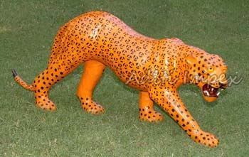 Polished Metal Handicraft Leather Leopard Sculpture, for Garden, Gifting, Home, Office, Style : Antique