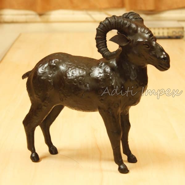 Handicraft Leather Ram Sculpture