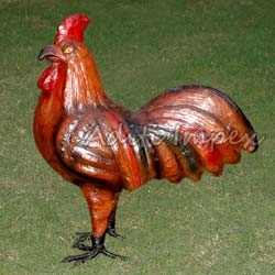 Handicraft Leather Rooster Sculpture