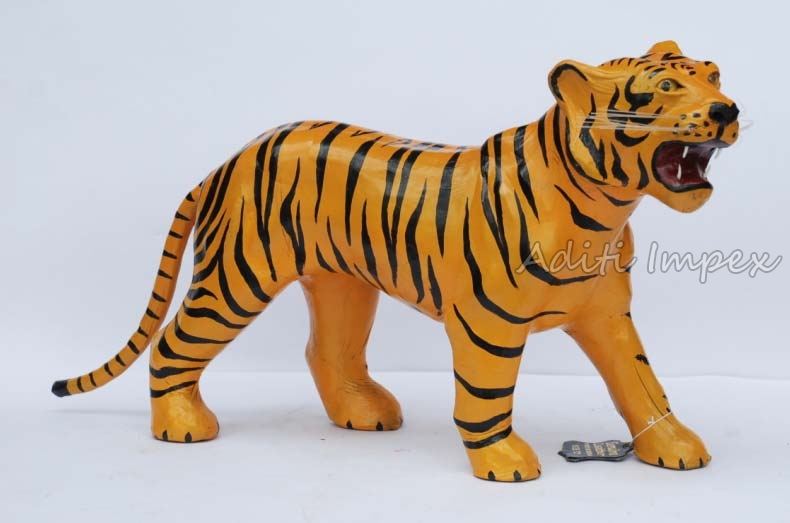 Handicraft Leather Tiger Sculpture