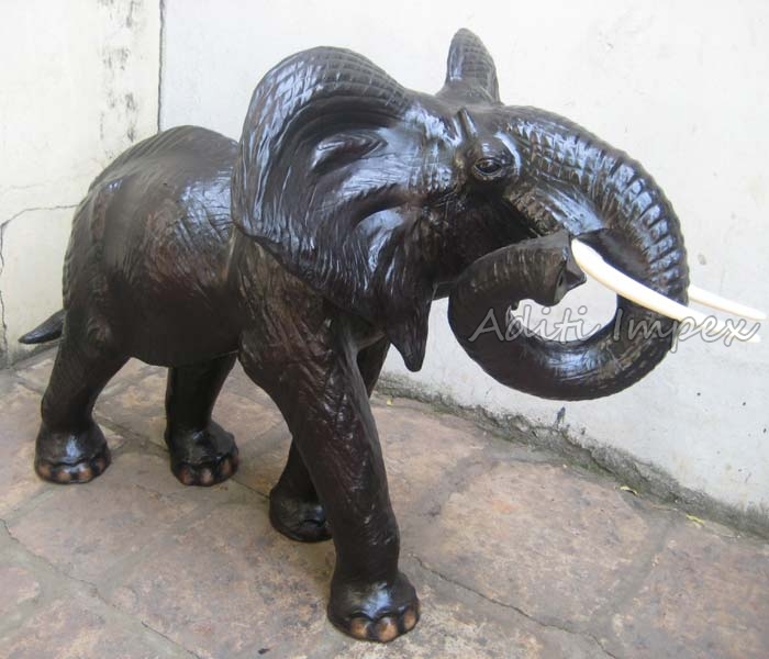 Handicraft Leather Wild Elephant Sculpture, Packaging Type : Paper Box, Thermocol Box