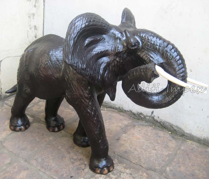 Handicraft Leather Wild Elephant Sculpture