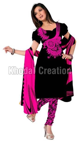 Amazing black and pink colored  Straight Suit chanderi