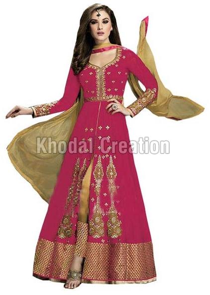 Attractive Pink Colored Anarkali Suit