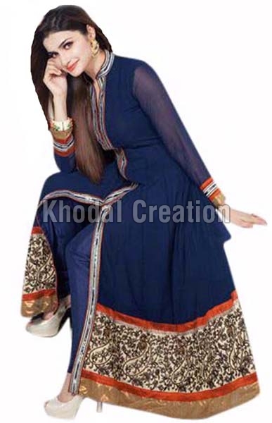 Blue colored Anarkali Suit