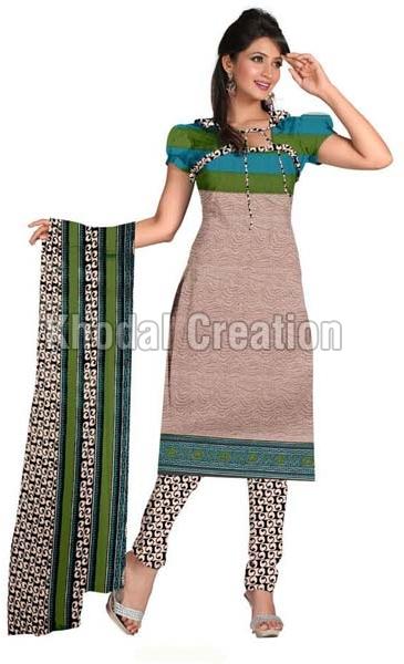 Brown Colored Printed Straight Suit chanderi, Occasion : Free Semistich Material