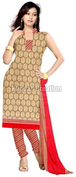 Cream  Colored Fancy and printed Straight Suit chanderi