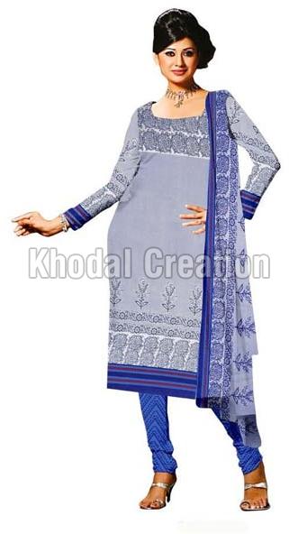 Elite Gray Colored Printed Straight Suit, Occasion : formal