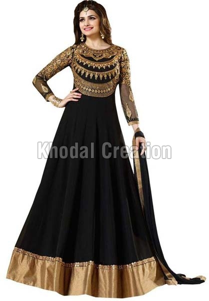 Fancy Black Colored  Anarkali Suit