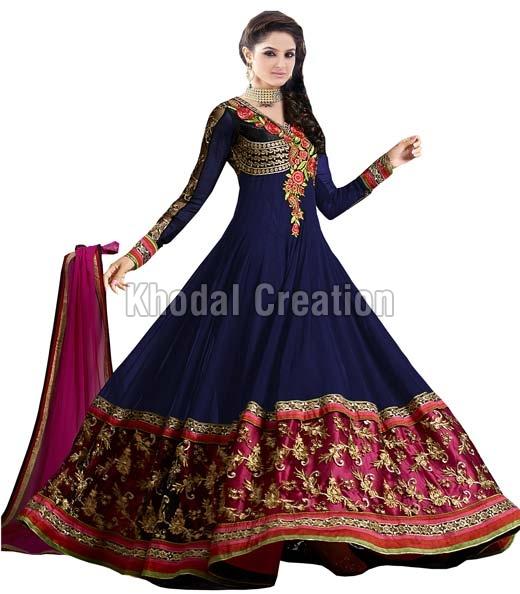 Fancy Blue Colored  Anarkali Suit