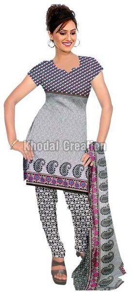 Fancy Gray Colored Printed Straight Suit, Occasion : formal