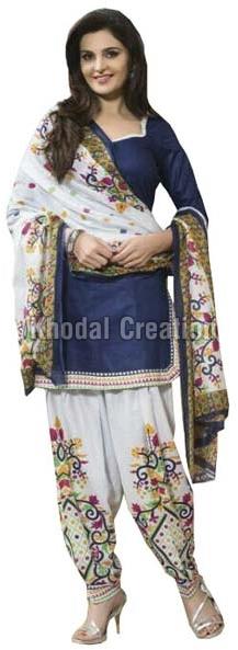 Sayali Blue Color Embroidered  Patiyala suit
