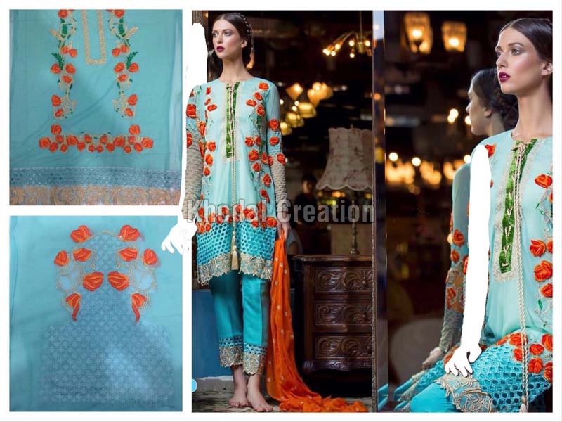 Skyblue colored Straight Suit, Occasion : Festive