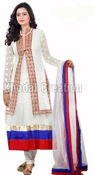stylish White colored Anarkali Suit