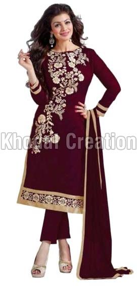 Wonderful maroon Colored Straight Suit