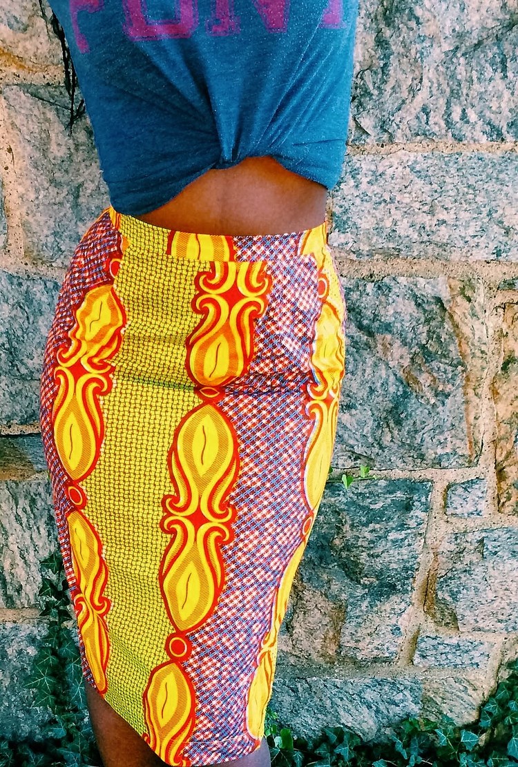 Patterned Awo Pencil Skirt
