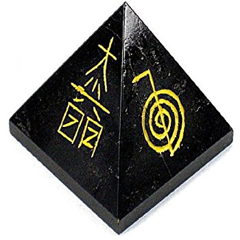 Black Tourmaline Reiki Symbol Pyramid