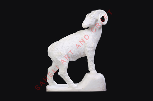 white marble goat statue