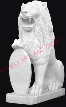 White Marble Lion Statue