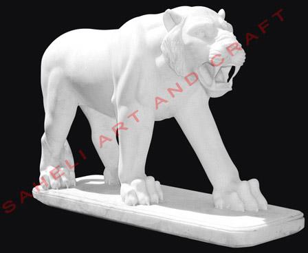 White Marble Tiger Statue