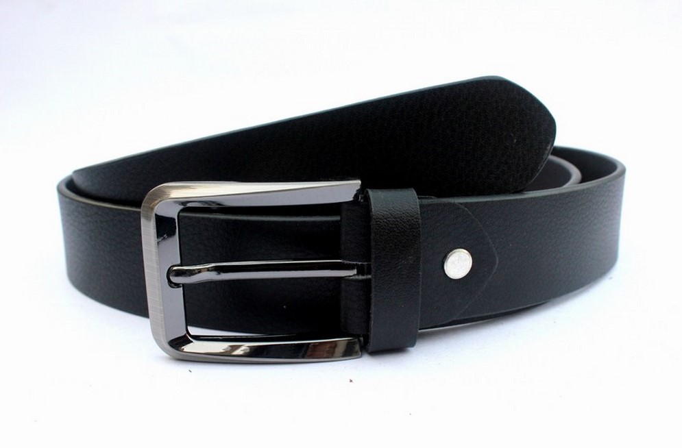 Tops Black Leather Belt, Width : 35mm