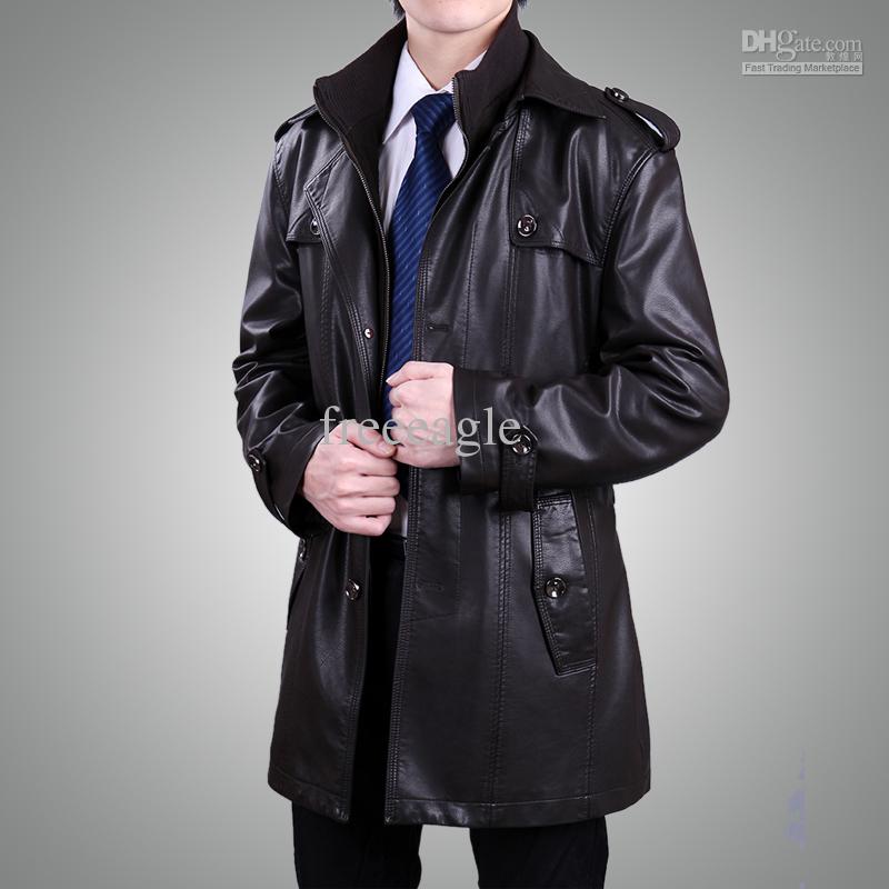 Plain Leather Overcoat, Size : M, S, XL, XXL