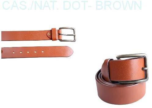 Mens Dot Brown Self Leather Belt